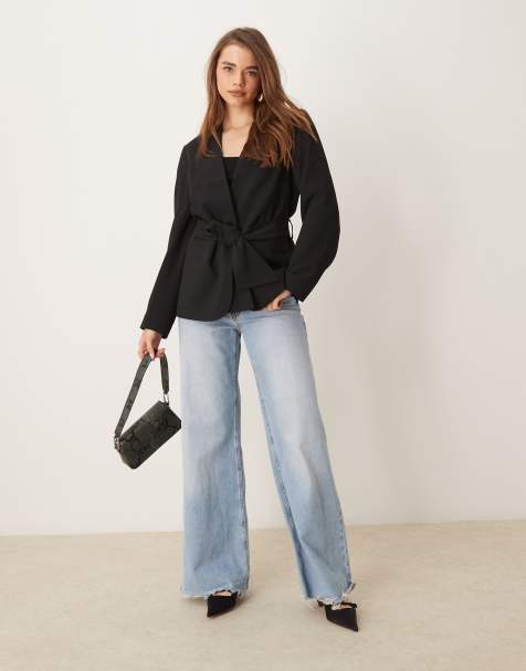 ASOS DESIGN – Svart kavaj med knytning i midjan - view 1