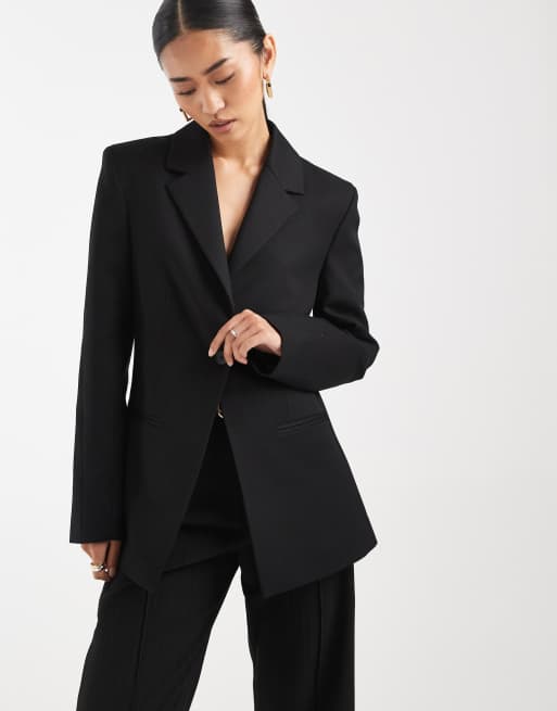 ASOS DESIGN – Svart kavaj med markerad midja och utskurna detaljer baktill, 3 av 4