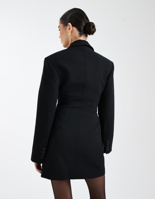 ASOS DESIGN – Svart kavajklänning med formade indragningar, 4 av 4