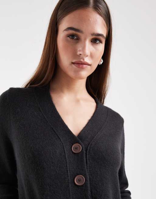 ASOS DESIGN – Svart kofta i boyfriend-modell med ficka framtill, 4 av 4
