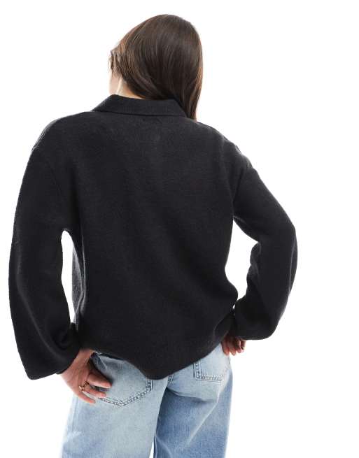 ASOS DESIGN – Svart kofta med ballongärmar och krage, 2 av 4