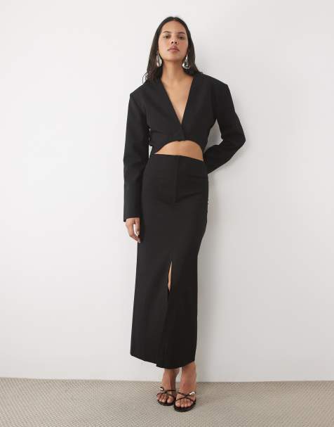 ASOS DESIGN – Svart, kort kavaj med djup ringning - view 1