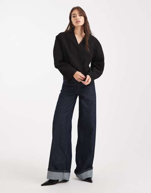 ASOS DESIGN – Svart, kort kavaj med textur, 3 av 4