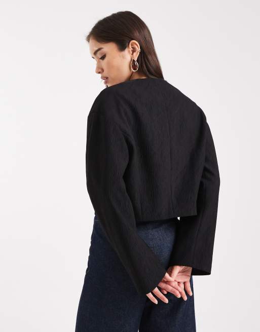 ASOS DESIGN – Svart, kort kavaj med textur, 4 av 4