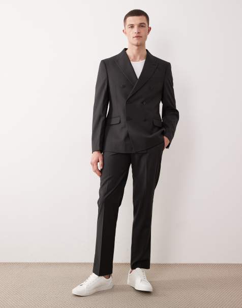 ASOS DESIGN – Svart kostym i smal passform med diskreta ränder - view 1