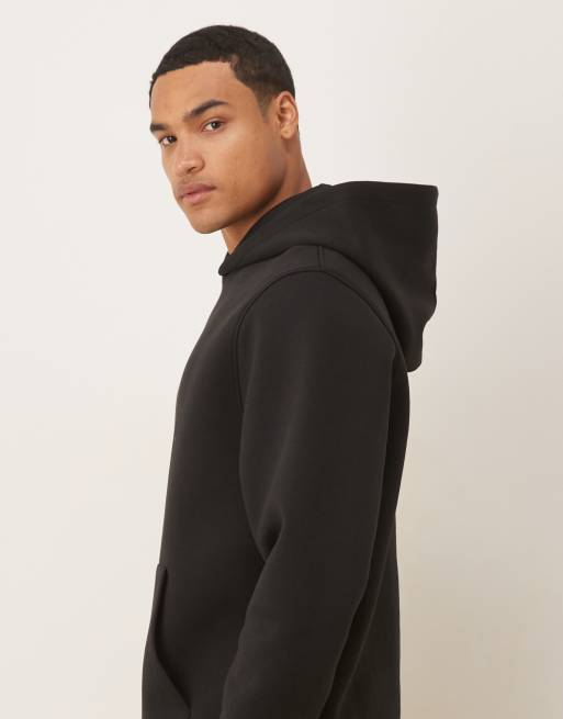 ASOS DESIGN – Svart, kraftig, avslappnad huvtröja i scubaliknande material, 4 av 5