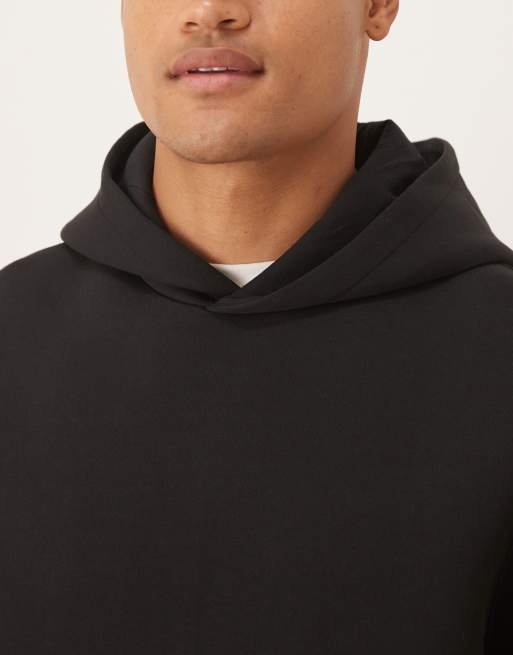 ASOS DESIGN – Svart, kraftig, avslappnad huvtröja i scubaliknande material, 5 av 5