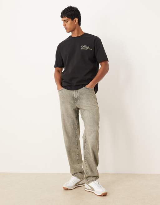 ASOS DESIGN – Svart, kraftig, avslappnad t-shirt med tryck baktill, 2 av 5