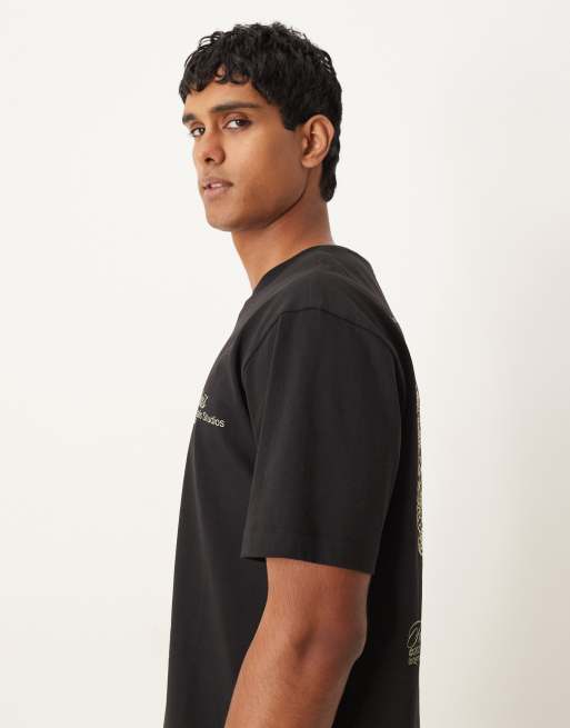 ASOS DESIGN – Svart, kraftig, avslappnad t-shirt med tryck baktill, 4 av 5