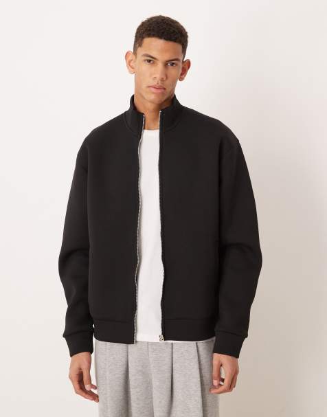 ASOS DESIGN – Svart, kraftig, avslappnad träningsjacka med dragkedja i scubaliknande jerseymaterial - view 1