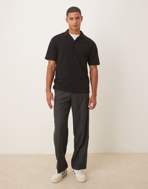 ASOS DESIGN – Svart, kraftig och mjuk pikétröja med avslappnad passform, 2 av 5