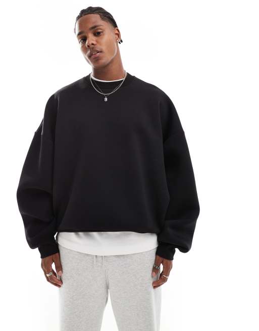 ASOS DESIGN – Svart, kraftig sweatshirt av scubatyg i extra oversize , 2 av 4