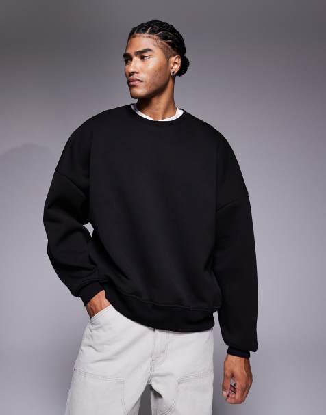 ASOS DESIGN – Svart, kraftig sweatshirt i extra oversize och scubaliknande tyg - view 1