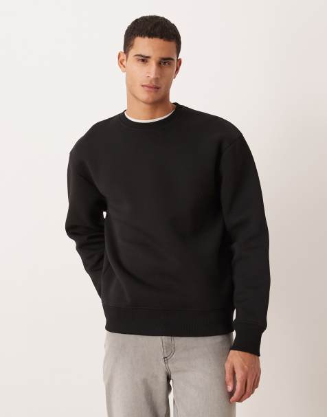 ASOS DESIGN – Svart, kraftig sweatshirt i oversize av scubaliknande material - view 1