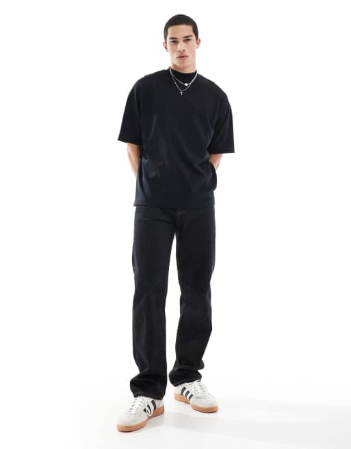 ASOS DESIGN – Svart, kraftig t-shirt i oversize med hög krage , 2 av 4