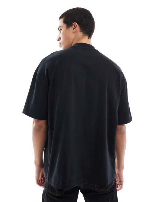 ASOS DESIGN – Svart, kraftig t-shirt i oversize med hög krage , 3 av 4