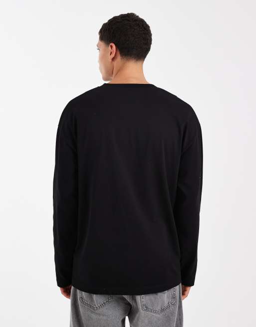 ASOS DESIGN – Svart, kraftig t-shirt i oversize med långa ärmar , 3 av 5