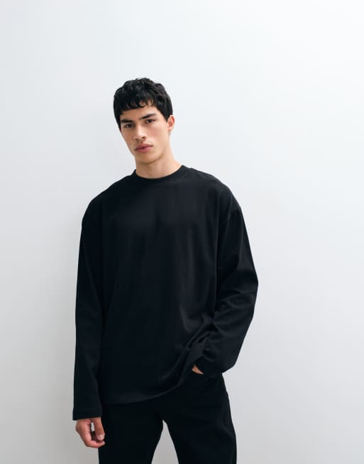 ASOS DESIGN – Svart, kraftig t-shirt i oversize med långa ärmar, 4 av 5
