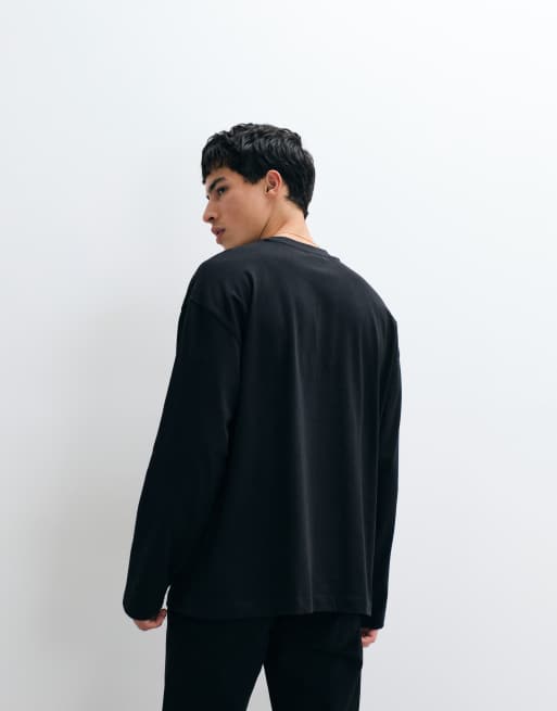 ASOS DESIGN – Svart, kraftig t-shirt i oversize med långa ärmar, 5 av 5