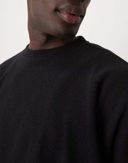 ASOS DESIGN – Svart, kraftig tröja i ribbat tyg och super-oversize med borstad finish, 3 av 4