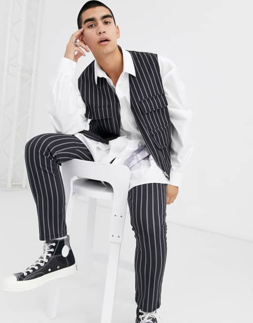 ASOS DESIGN – Kritstrecksrandigt set, 2 av 3