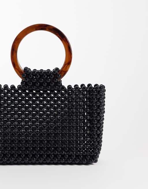 ASOS DESIGN – Svart kuvertväska med pärlor och handtag i harts, 4 av 4