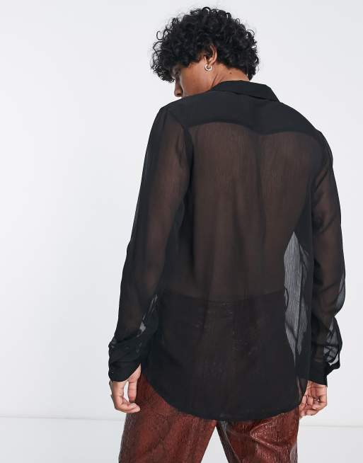 ASOS DESIGN – Svart lång skir skjorta med knytfäste framtill - BLACK, 2 av 4