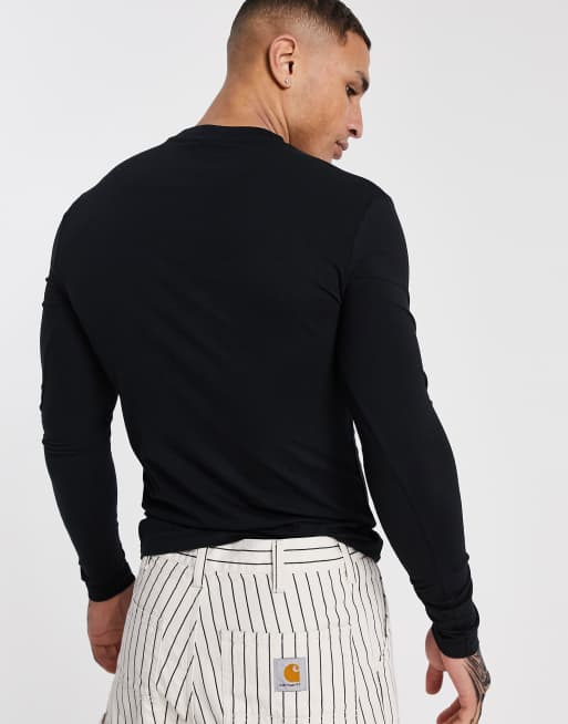 ASOS DESIGN – Svart, långärmad t-shirt i muscle fit med rund halsringning, 2-pack, 2 av 4