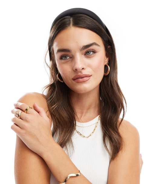 ASOS DESIGN – Svart, lätt vadderat diadem i satin - view 1