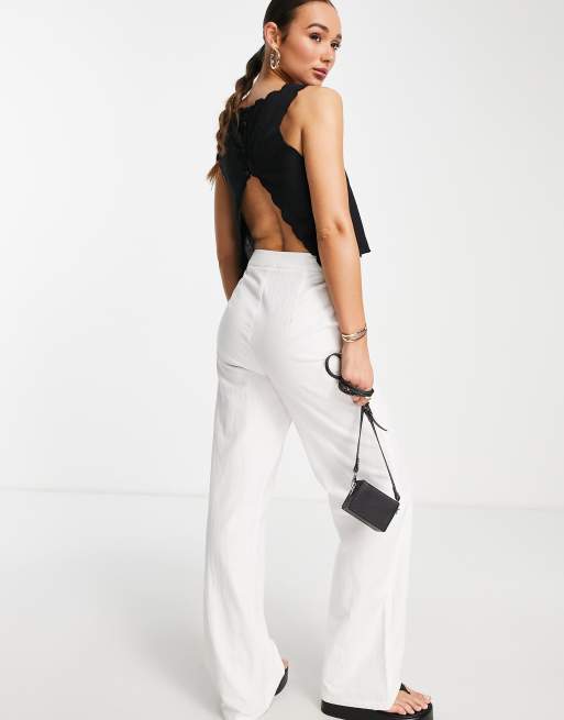 ASOS DESIGN – Svart linne i linnematerial med uddkant och slits baktill, 3 av 4