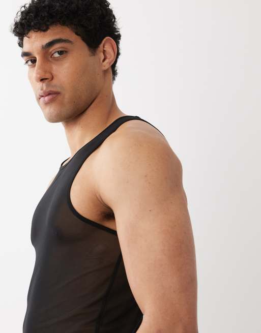 ASOS DESIGN – Svart linne i mesh med muscle fit, 4 av 5