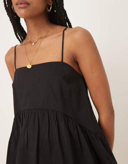ASOS DESIGN – Svart linne i peplum-modell med volym och knytband, 3 av 4