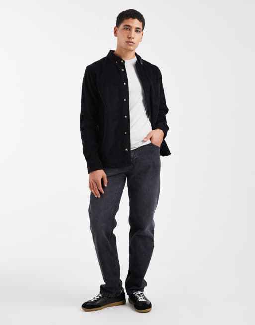 ASOS DESIGN – Svart manchesterskjorta i regular fit, 2 av 5