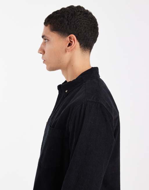 ASOS DESIGN – Svart manchesterskjorta i regular fit, 4 av 5