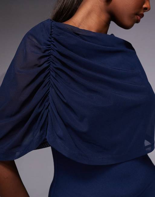 ASOS DESIGN – Svart maxiklänning i mesh med capedetalj, 3 av 4