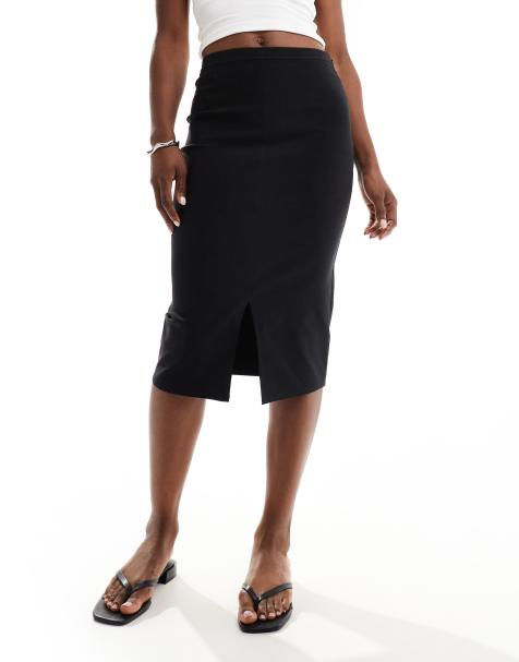 ASOS DESIGN – Svart midi-pennkjol i bengalin - view 1