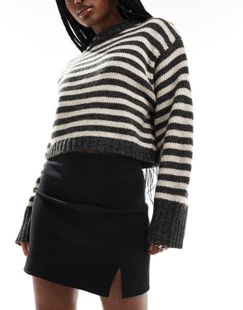 ASOS DESIGN – Svart minikjol med slits baktill - view 1