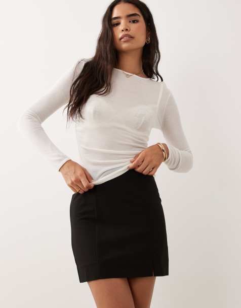 ASOS DESIGN – Svart minikjol med slits - view 1