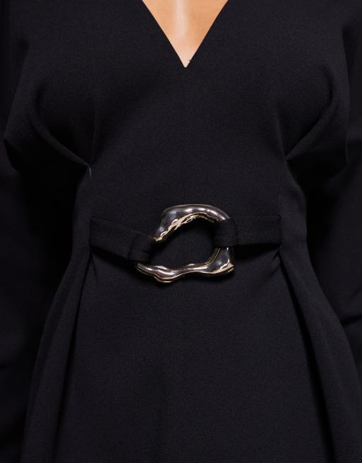 ASOS DESIGN – Svart miniklänning med cocoon-ärmar och metalldetaljer, 3 av 4