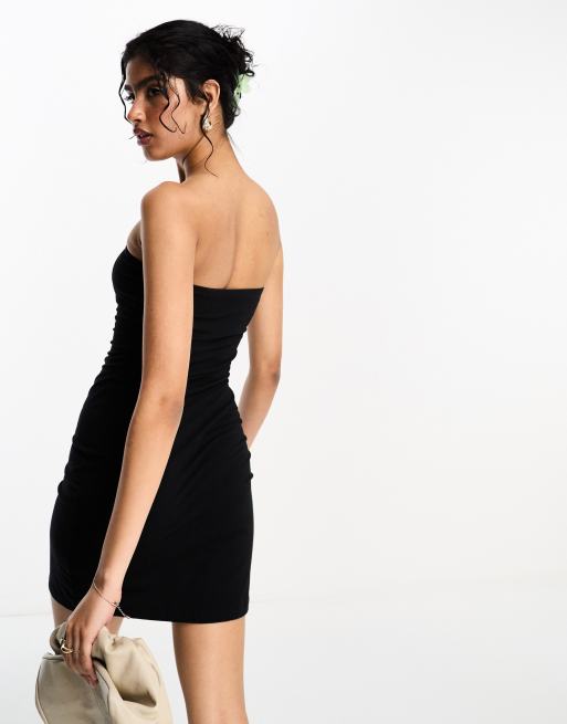 ASOS DESIGN – Svart minilång bodyconklänning med bandeau-ringning, 2 av 4