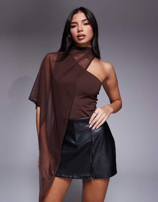 ASOS DESIGN – Svart miniskort i polyester med slits, 2 av 5