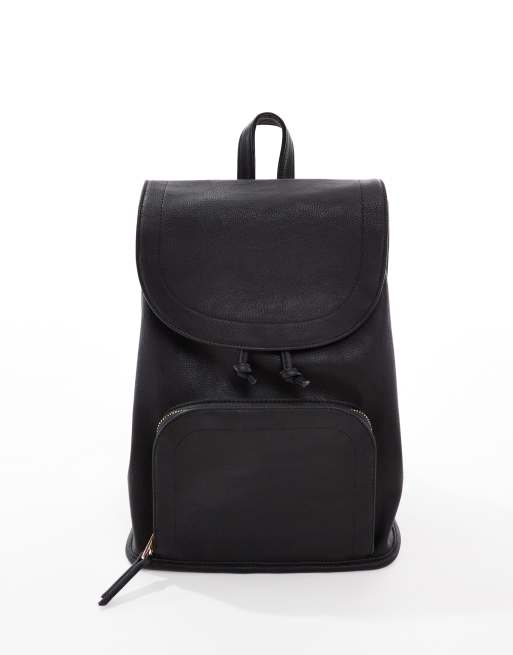 ASOS DESIGN – Svart, mjuk ryggsäck med framficka med dragkedja, 2 av 4