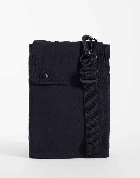 ASOS DESIGN – Svart mobilväska i nylon med axelrem - view 1