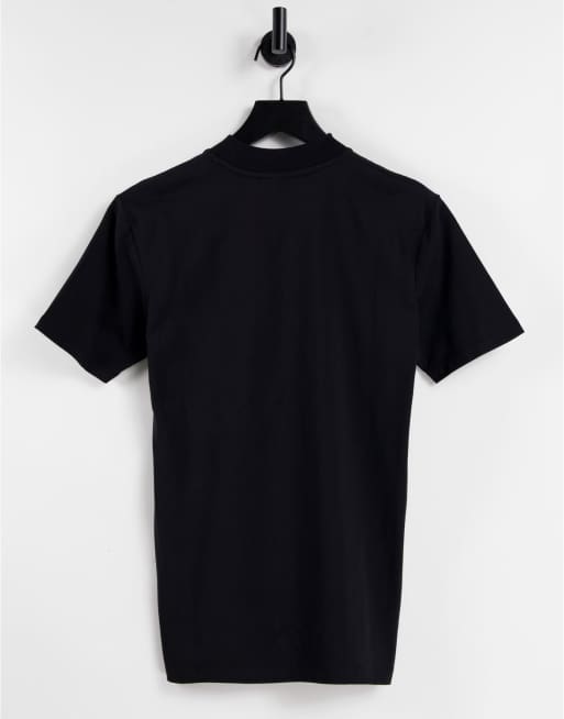 ASOS DESIGN - Svart muscle fit  t-shirt med polokrage, 4 av 4