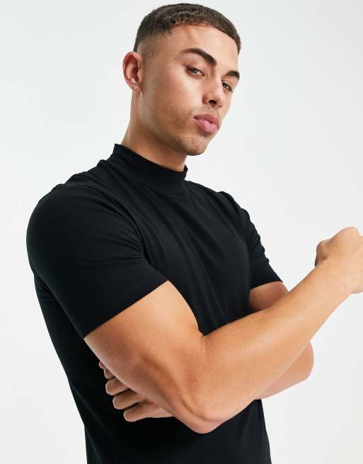 ASOS DESIGN - Svart muscle fit  t-shirt med polokrage, 2 av 4