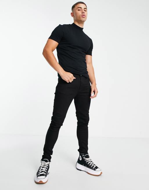 ASOS DESIGN - Svart muscle fit  t-shirt med polokrage, 4 av 4