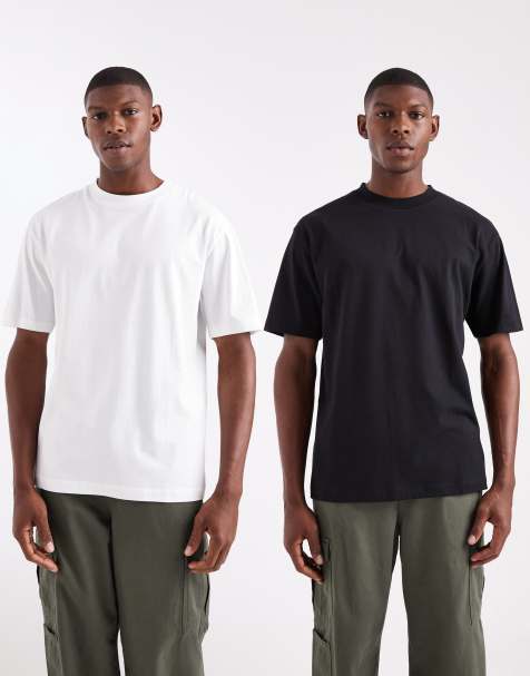 ASOS DESIGN – Svart och vit, enkel t-shirt med rund halsringning och avslappnad passform, 2-pack - view 1