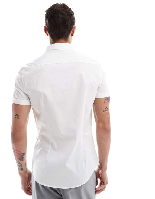 ASOS DESIGN – Svart och vita arbetsskjortor med smal passform, 2-pack , 3 av 4