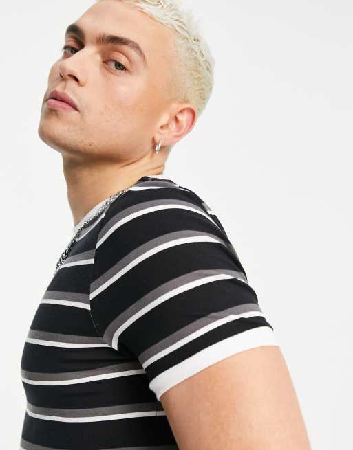 ASOS DESIGN – Svart- och vitrandig, krympt t-shirt, 3 av 4
