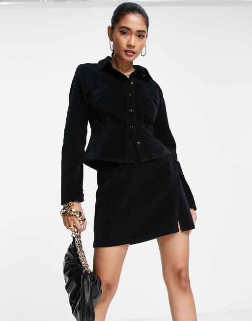 ASOS DESIGN – Svart omlottkjol i sammet, del av set, 4 av 4